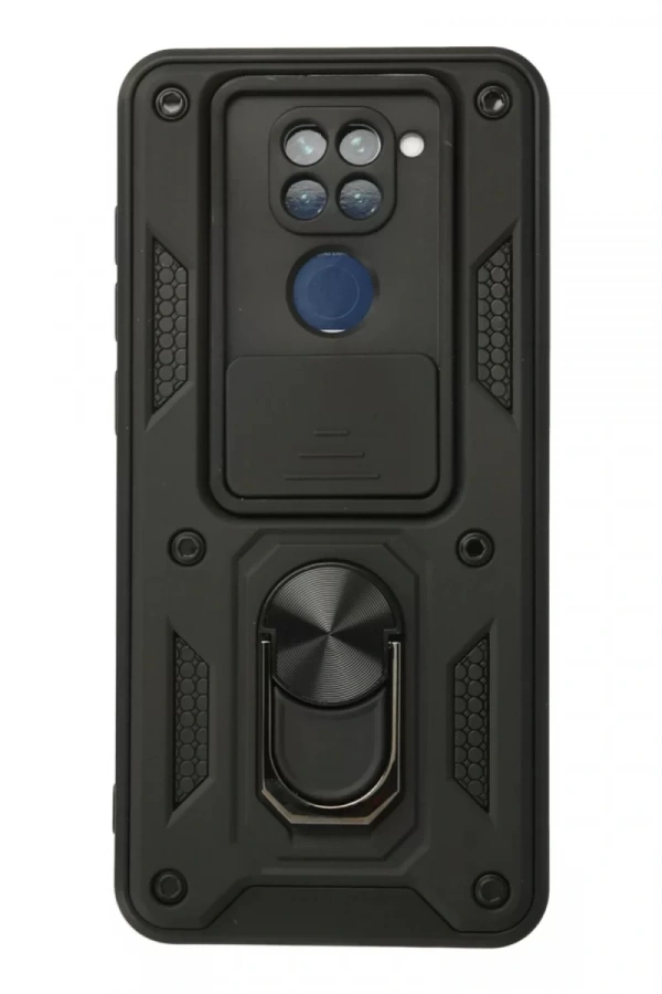 Xiaomi Redmi Note 9 Kılıf Pars Lens Yüzüklü Silikon - Siyah