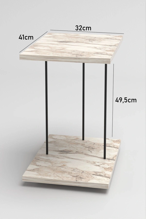 Yan Sehpa Tekerlekli Servis Sehpası HND Dikdörtgen Efes