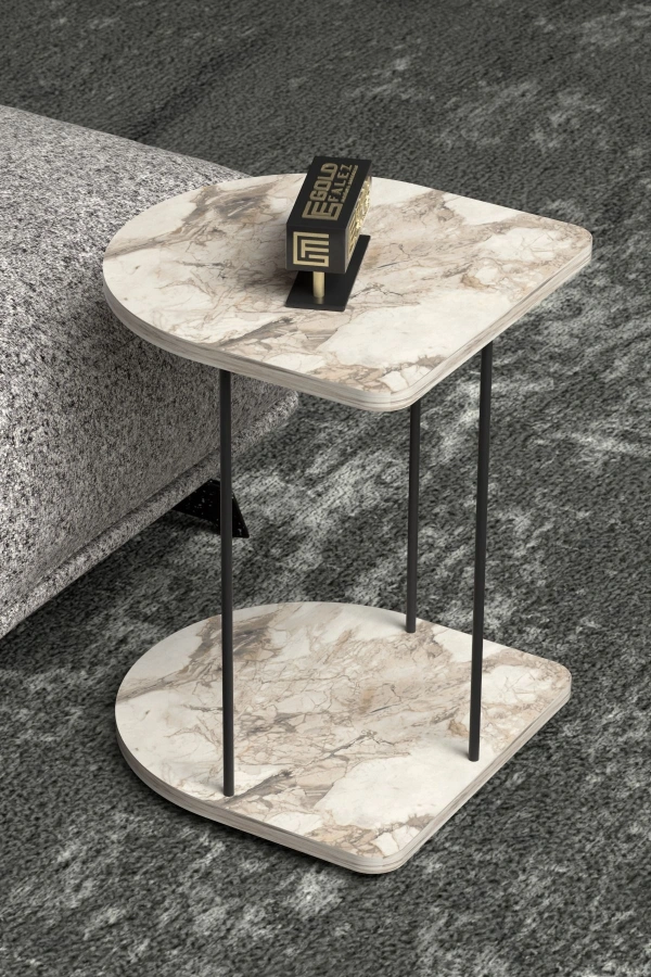 Yan Sehpa Tekerlekli Servis Sehpası Hnd Oval Efes