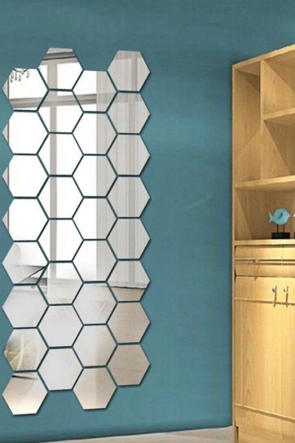 Yapışkanlı Akrilik Gümüş Ayna Seti 12 Adet