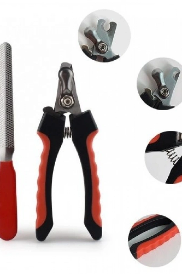 Yaylı Evcil Hayvan Tırnak Makası - Paslanmaz Çelik Törpülü Set