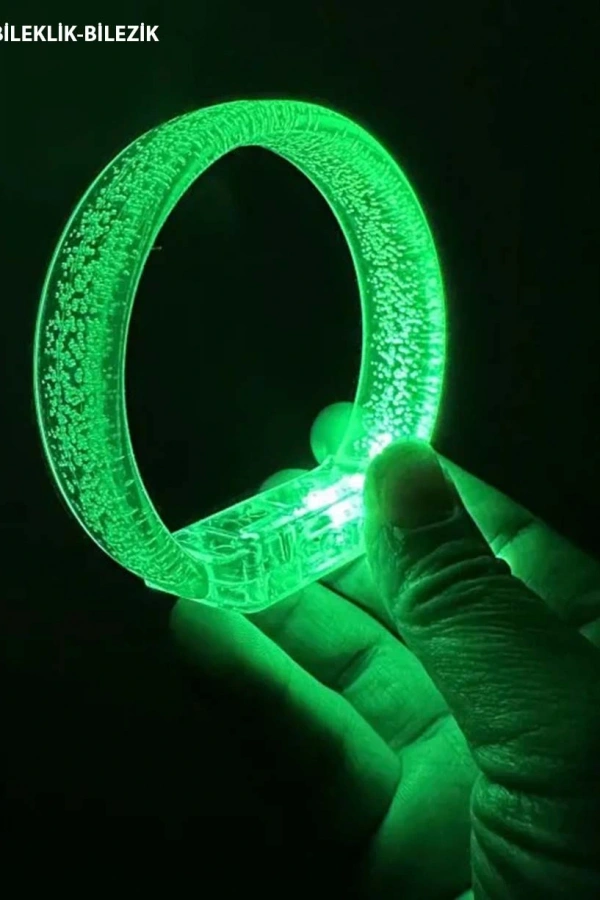 Yeşil Led Işıklı Baskı Yapılabilen Pilli Bileklik Bilezik