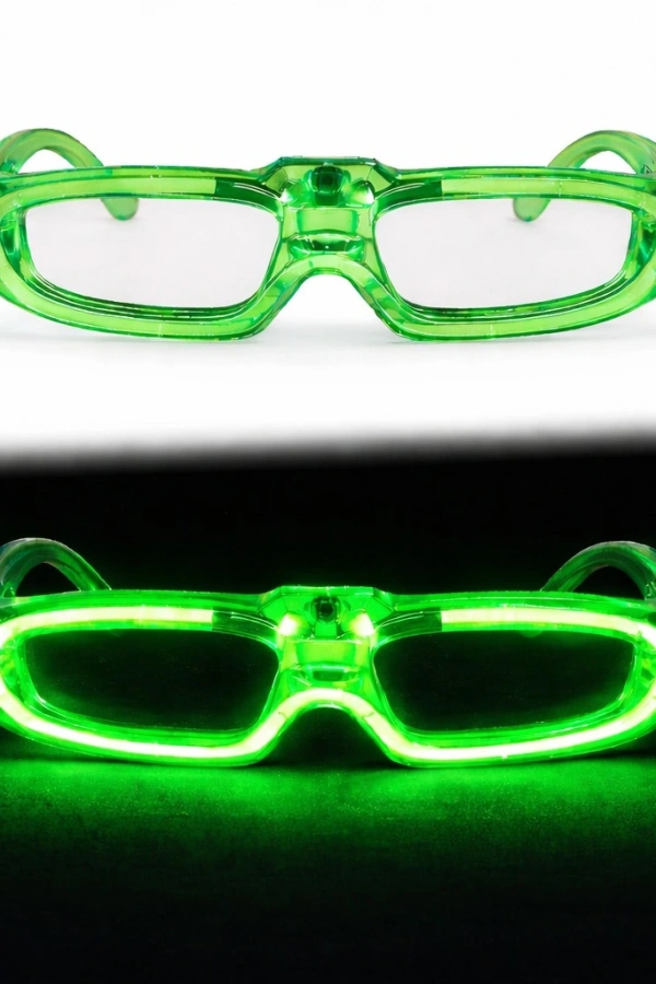 Yeşil LED Işıklı Parti Gözlüğü - 3 Modlu