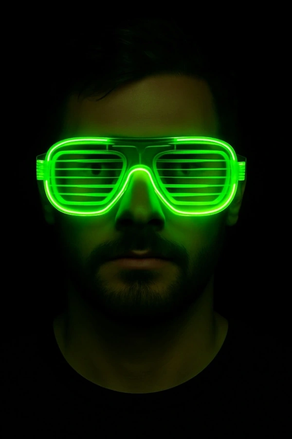 Yeşil LED Işıklı Parti Gözlüğü – Neon 3 Modlu