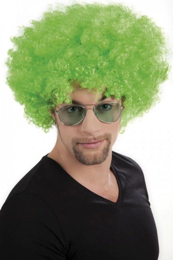 Yeşil Renk Kıvırcık Afro Bonus Peruk