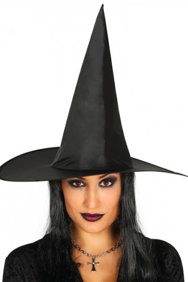 Yetişkin Boy Siyah Cadı Şapkası ve Uzun Siyah Cadı Peruğu