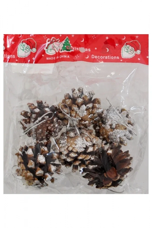 Yılbaşı Ağaç Süsü Kozalak 6lı - 4cm -