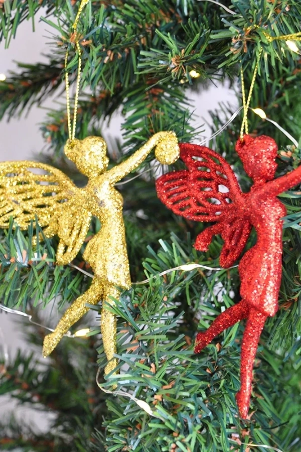 Yılbaşı Ağaç Süsü Simli 2li Peri Figürlü