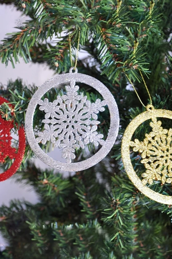 Yılbaşı Ağaç Süsü Simli 3lü Kar Figürü