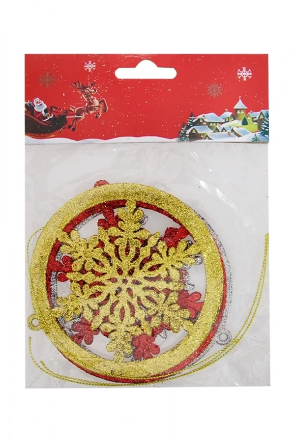 Yılbaşı Ağaç Süsü Simli 3lü Kar Figürü