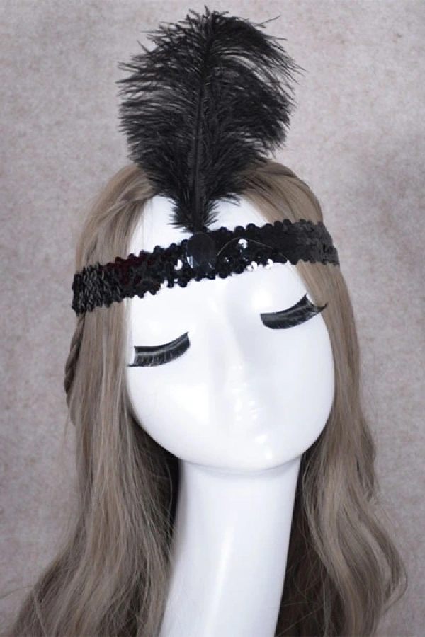 Yılbaşı Saç Tüyü Saç Bandı Siyah Renk