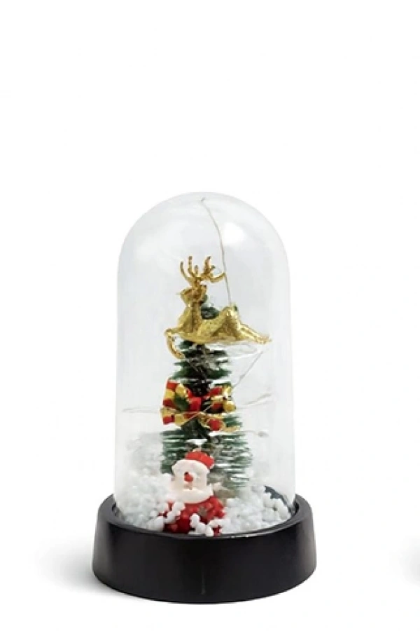 Yılbaşı Temalı Işıklı Dekoratif Cam Fanus - Model 10