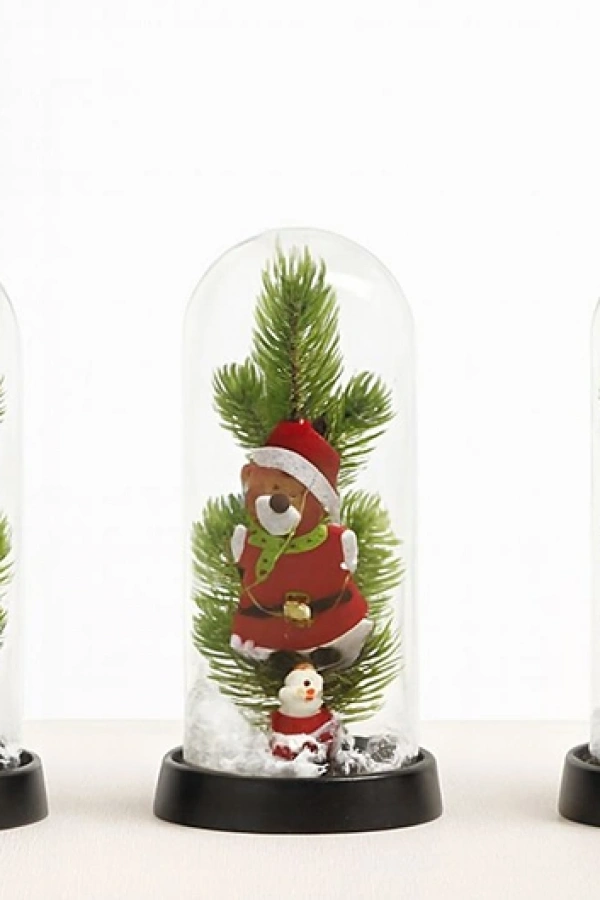 Yılbaşı Temalı Işıklı Dekoratif Cam Fanus - Model 8