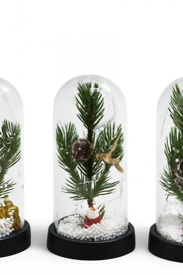 Yılbaşı Temalı Işıklı Dekoratif Cam Fanus - Model 9