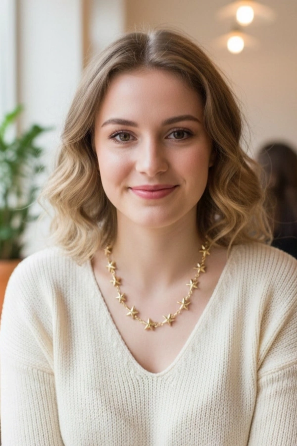 Yıldız Model Pirinç Gold Renk Kadın Kolye