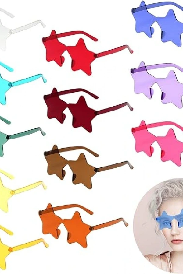 Yıldız Şekilli Çerçevesiz Parti Gözlüğü 6 Renk 6 Adet