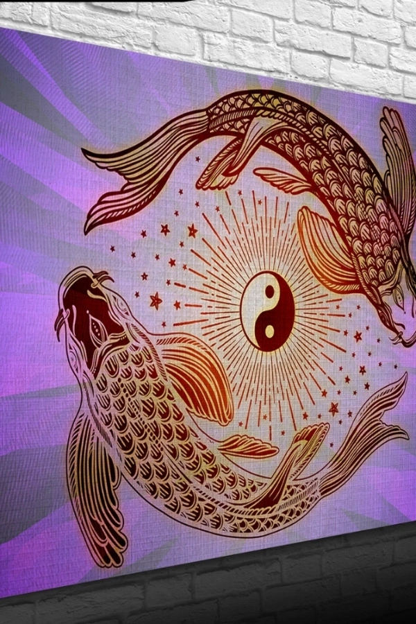 Yin Yang Fish Poster Kanvas Tablo 50 x 70