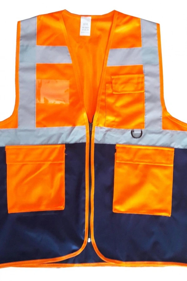 Yönetici İkaz Yeleği Turuncu/Lacivert  XL Beden