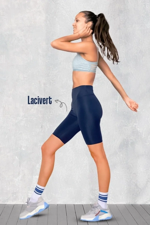 Yüksek Bel Toparlıyıcılı Micro Dalgıç Kısa Biker Şort Tayt