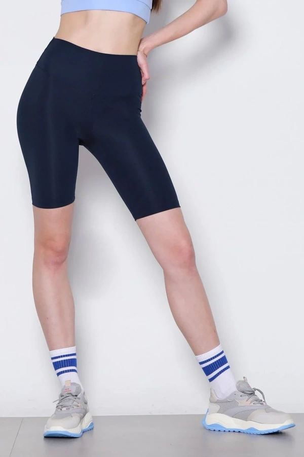 Yüksek Bel Toparlıyıcılı Micro Dalgıç Kısa Biker Şort Tayt