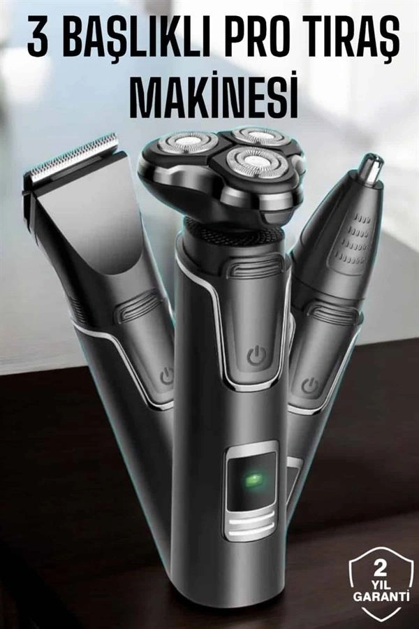 Yüksek Performanslı 3 Başlıklı Profesyonel Tıraş Makinesi