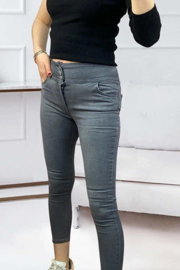 Yüksel Bel Likralı Kot Pantolon (Gri)