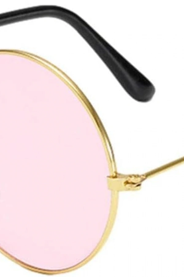 Yuvarlak Cam John Lennon Tarzı Gold Pembe Gözlük