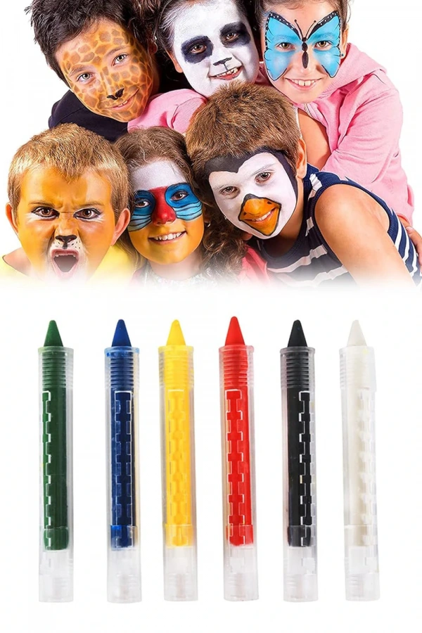 Yüz Boyama Seti Kalemli 6 Renk