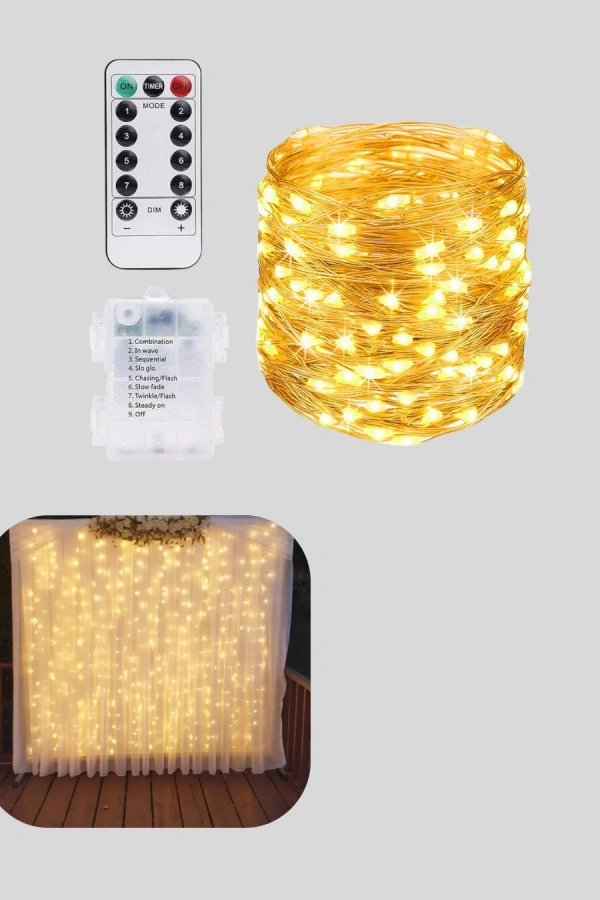 Zaman Ayarlı 8 Modlu Günışığı Perde Led Işık USB Çalışma