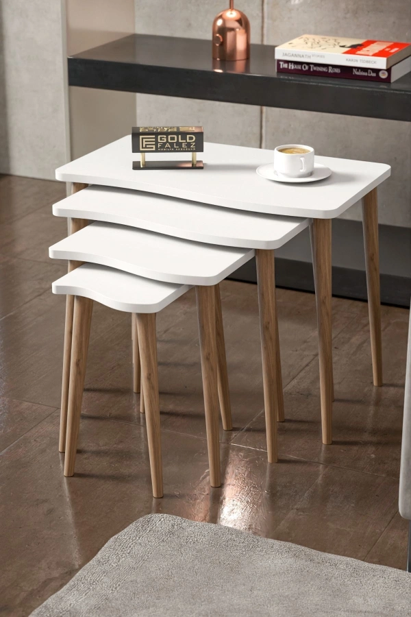 Zigon Sehpa Ahşap 4lü Beyaz KR