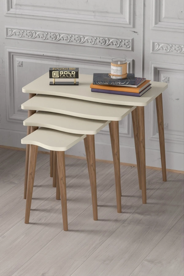 Zigon Sehpa Ahşap 4lü Krem KR