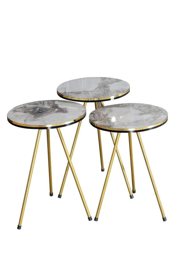 Zigon Sehpa Efes Metal Ayak Çift Gold