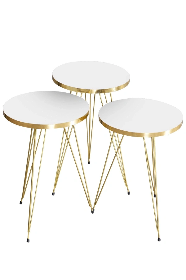 Zigon Sehpa Gold Beyaz Tel