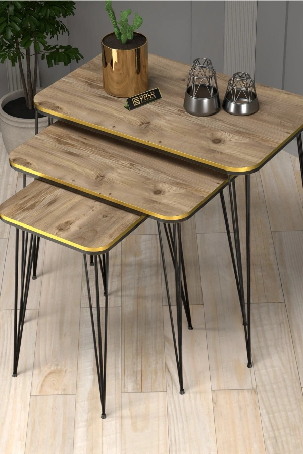 Zigon Sehpa Kr Çift Ceviz Tel Siyah Ayak