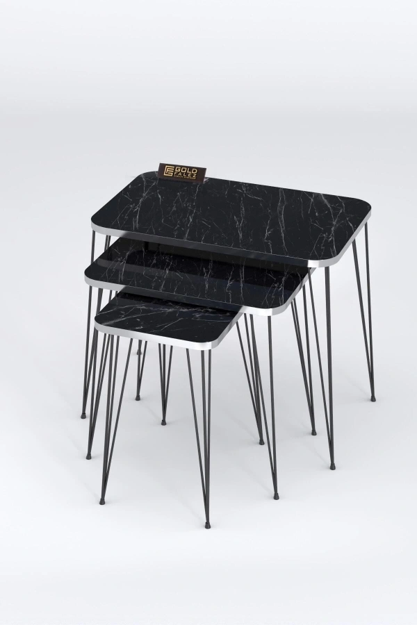 Zigon Sehpa Kr Gümüş Bendir Tel Siyah Ayak