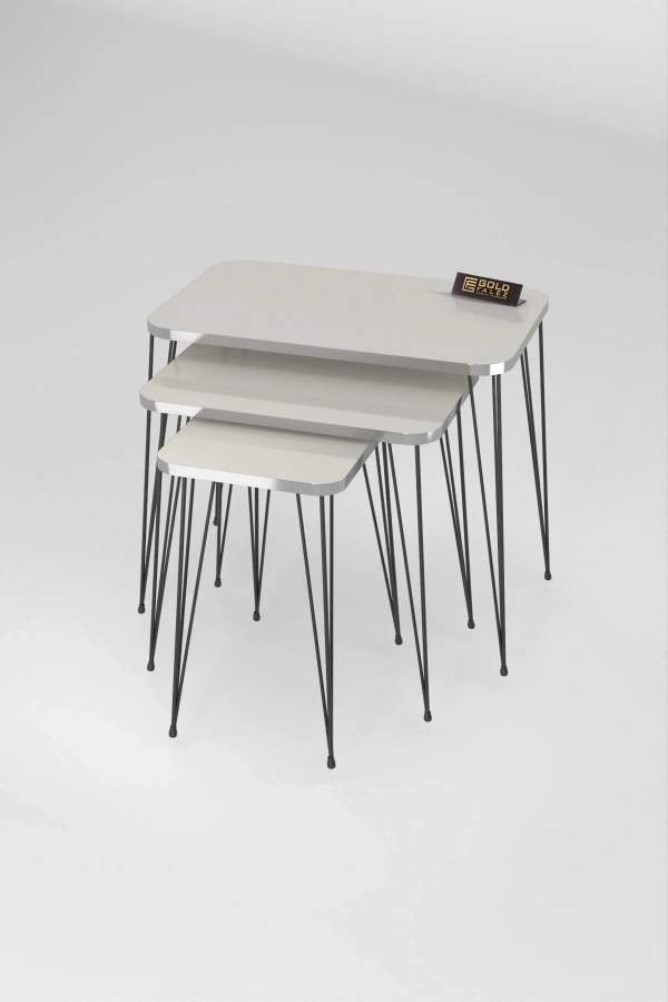 Zigon Sehpa Kr Gümüş Krem Tel Siyah Ayak