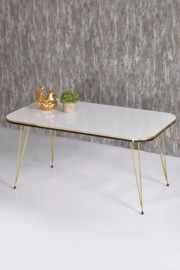 Zigon Sehpa Kr Ve Orta Sehpa Kr Set Çift Gold Beyaz Tel 1111