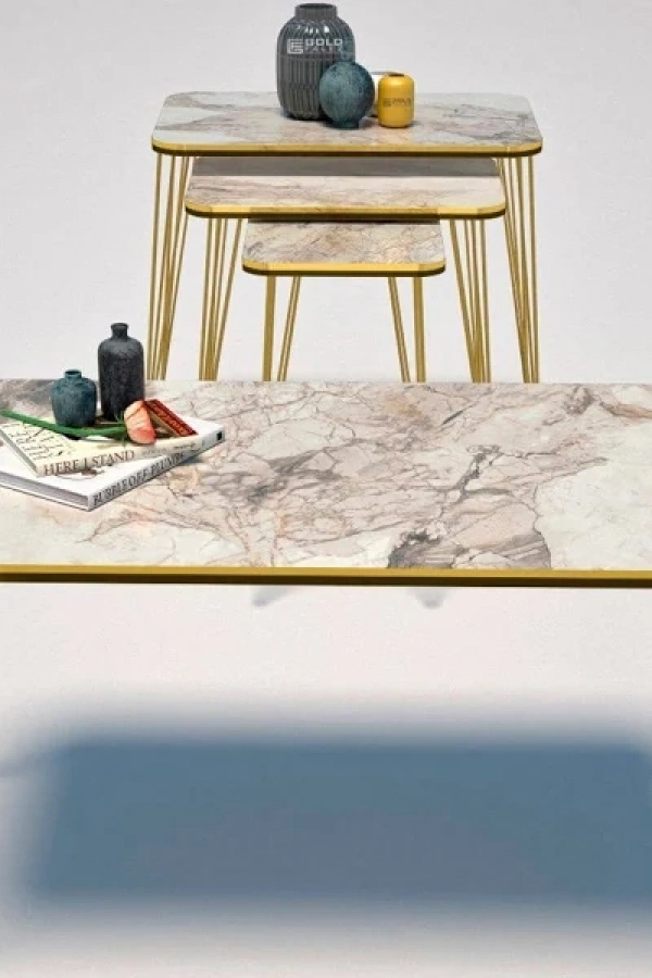 Zigon Sehpa Kr Ve Orta Sehpa Kr Set Çift Gold Efes Tel 1112