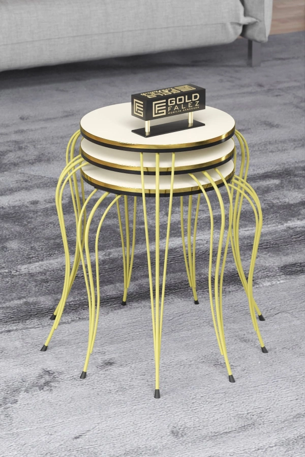 ZİGON SEHPA LÜKENS ÇİFT GOLD KREM