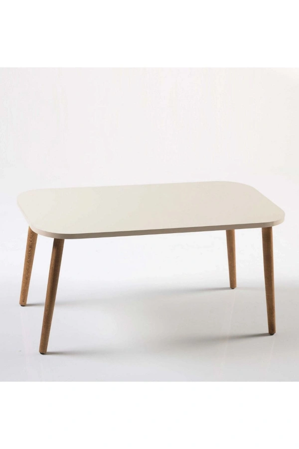 Zigon Sehpa Ve Orta Sehpa Set Ahşap Kr Torna Krem