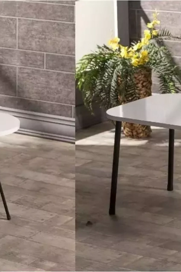 Zigon Sehpa Ve Orta Sehpa Set Kr Metal Beyaz