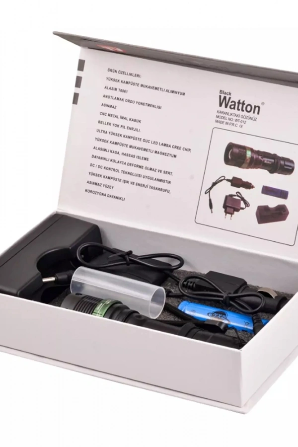 Zoomlu Oto Şarjlı EL Feneri Watton Wt-012