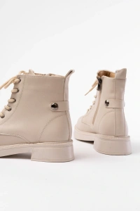 02-2003 Bej Bağcıklı Fermuarlı Günlük Kadın Bot