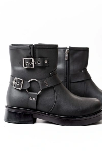 02-2013 Siyah Toka Aksesuarlı Fermuarlı Günlük Kadın Bot