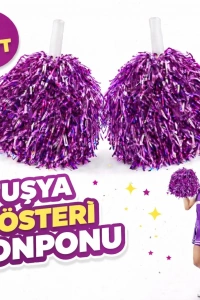 1 Çift Fuşya Okul Gösteri Ponponları - Ekstra Dolgun