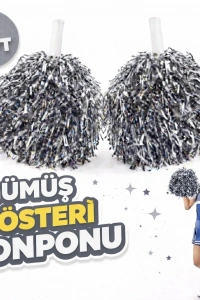 1 Çift Gümüş Renk Okul Gösteri Ponponları Ekstra Dolgun