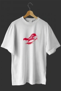 1 Mayıs Emekçiler Günü Baskılı Oversize Bisiklet Yaka T-shirt - Beyaz
