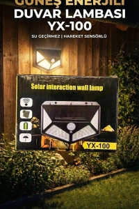 100 Led DIŞ Mekan Solar Aydınlatma Fotoselli Solar Lamba Hareket Sensörlü