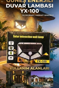 100 Led DIŞ Mekan Solar Aydınlatma Fotoselli Solar Lamba Hareket Sensörlü