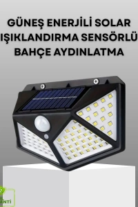 100 LED Solar Lamba Hareket Algılamalı Bahçe Duvar Dış Mekan Aydınlatma